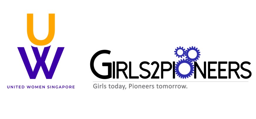 United Women Singapore and Girls2Pioneers logos